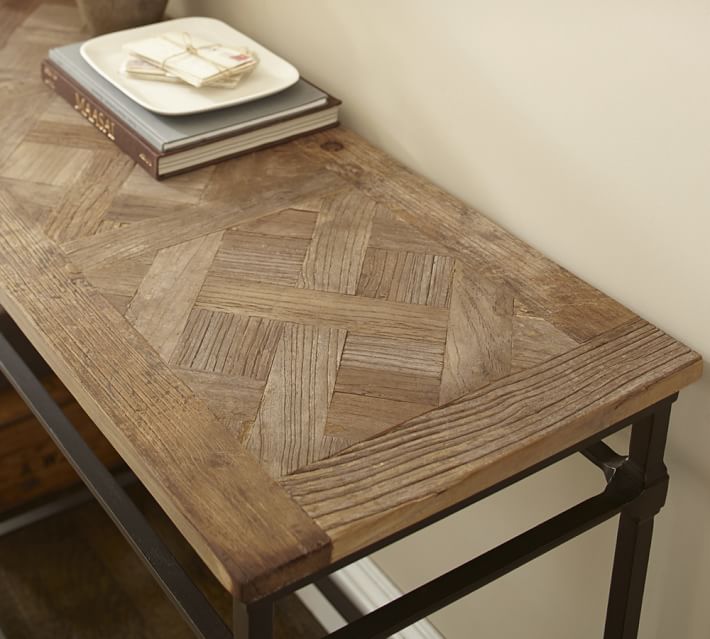 Parquet Reclaimed Wood Console Table Pottery Barn