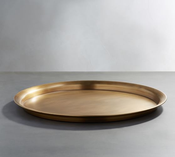 Bleecker Bar Metal Round Tray Pottery Barn