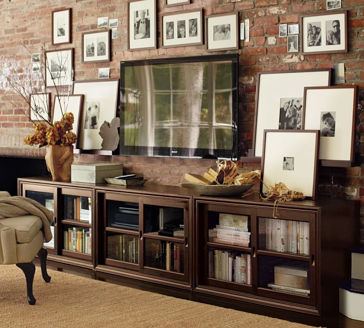 Winslow Gl Door Long Media Stand Pottery Barn