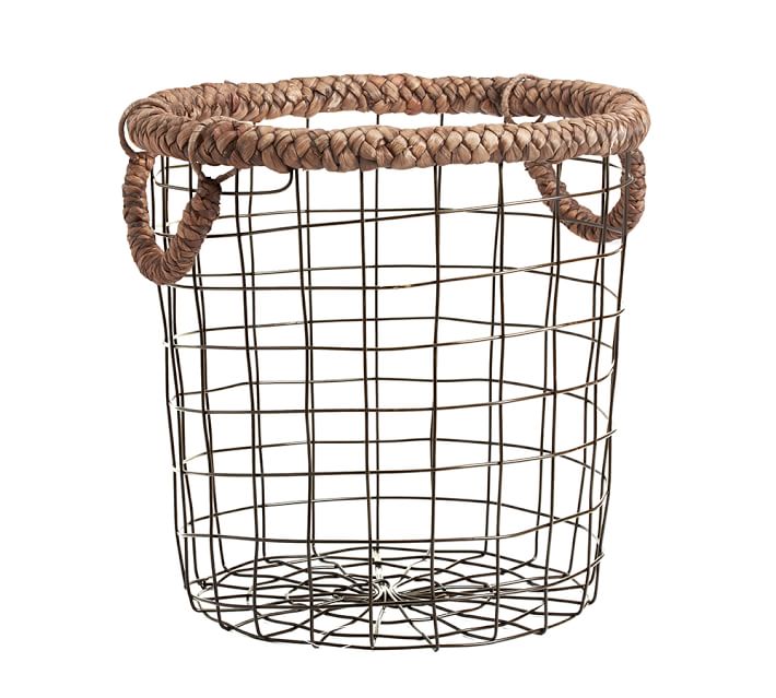 Wire Round Basket Pottery Barn Barrel Hyacinth Round Wire Basket Pottery Barn