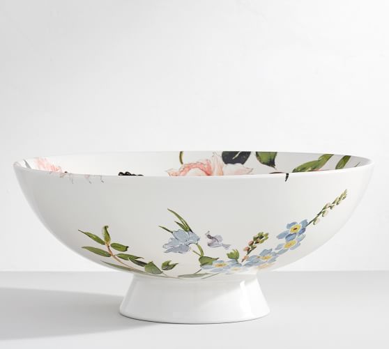Floral Rim Footed Serve Bowl Pottery Barn