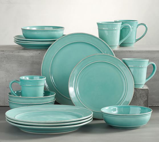 Cambria 16Piece Dinnerware Set Turquoise Blue Pottery Barn