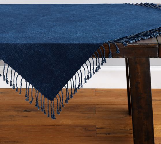 Indigo Knotted Table Throw Pottery Barn