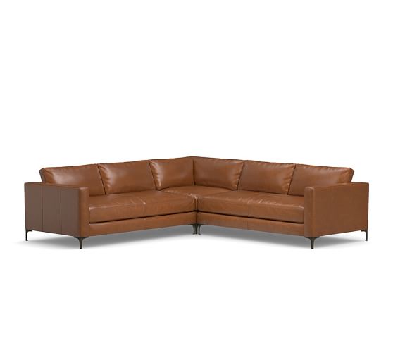 Jake Leather 3Piece LShaped Sectional Pottery Barn