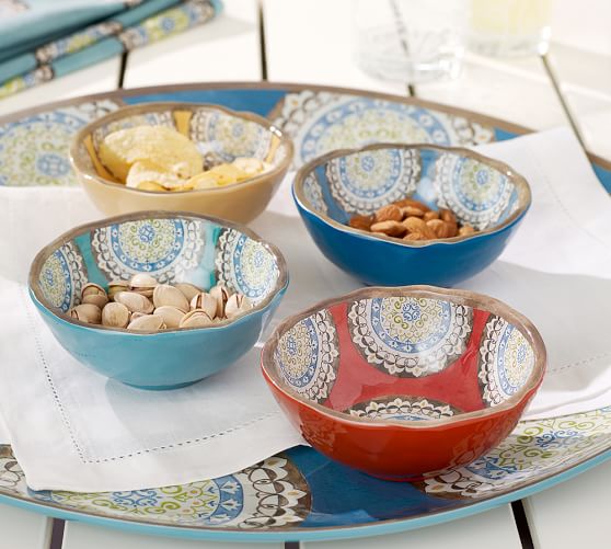 Elsa Medallion Melamine Snack Bowl, Mixed Set of 4 Pottery Barn