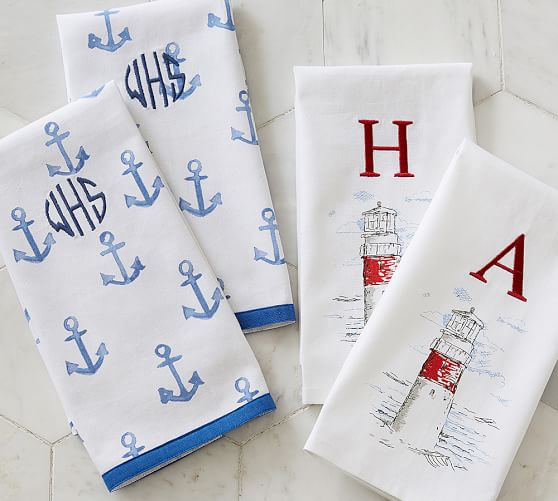 Anchor Print Guest Hand Towels Set of 2 Pottery Barn