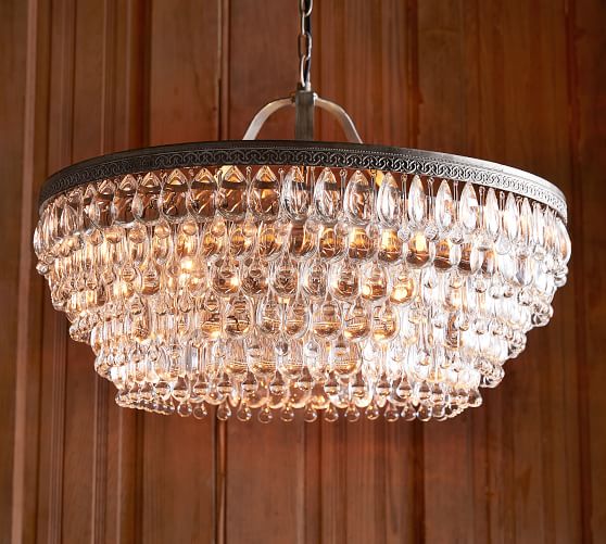 Clarissa Crystal Drop Round Chandelier | Pottery Barn