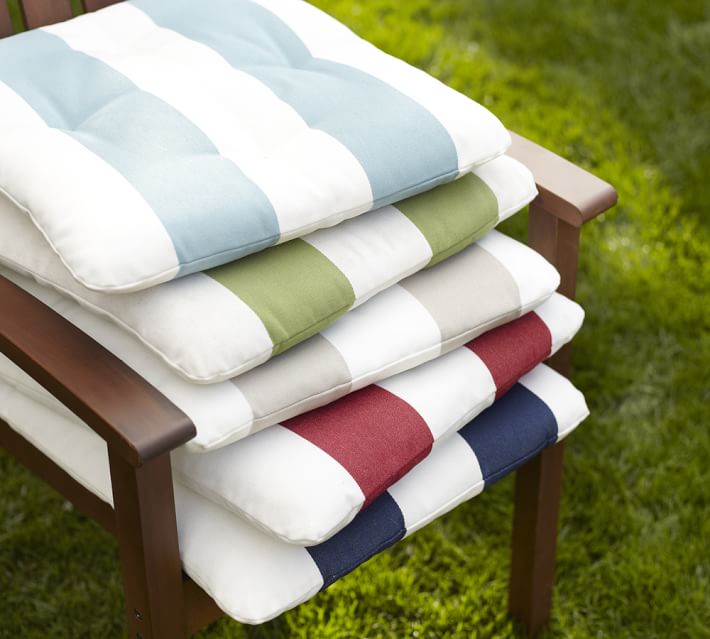 Tufted Sunbrella Outdoor Dining Chair Cushion Stripe Pottery Barn