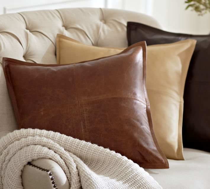 Pieced Leather Pillow Cover Pottery Barn