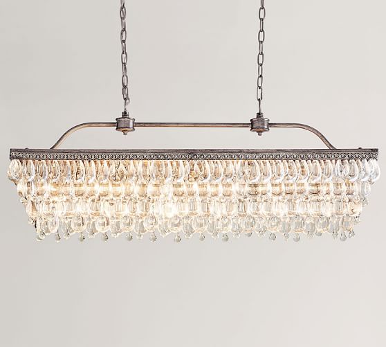 clarissa crystal drop rectangular chandelier pottery barn