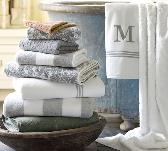 PB Classic Stripe Bath Towels Pottery Barn