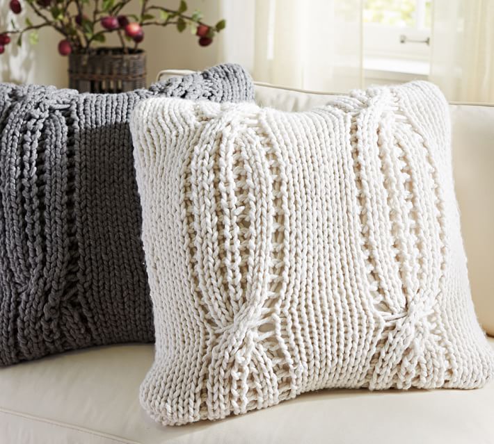 Chunky Cable Handknit Pillow Cover Pottery Barn
