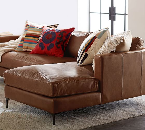 Jake Leather Sofa with Chaise Sectional Pottery Barn