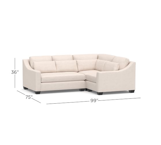 York Slope Arm Deep Seat Upholstered 3 Piece Sectional with Corner