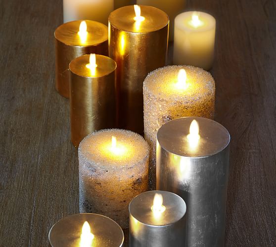 Premium Flicker Flameless Beaded Birch Candle Pottery Barn