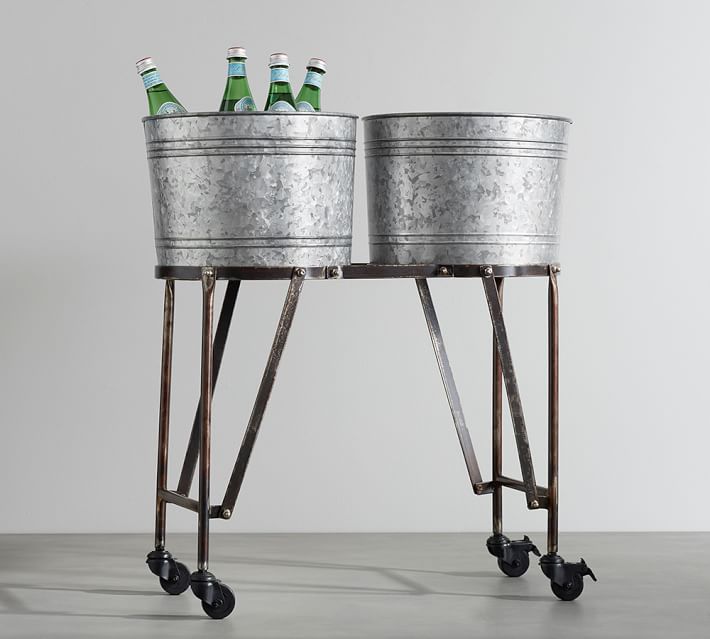 Galvanized Metal Double Beverage Tub With Stand Pottery Barn