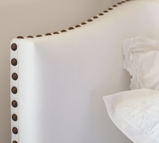 Raleigh Upholstered Nailhead Curved Tall Bed Pottery Barn Detailed View
