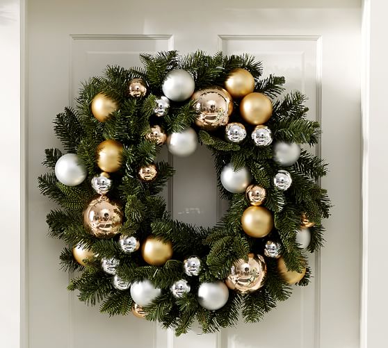 Outdoor Ornament Pine Wreath Gold/Silver Pottery Barn