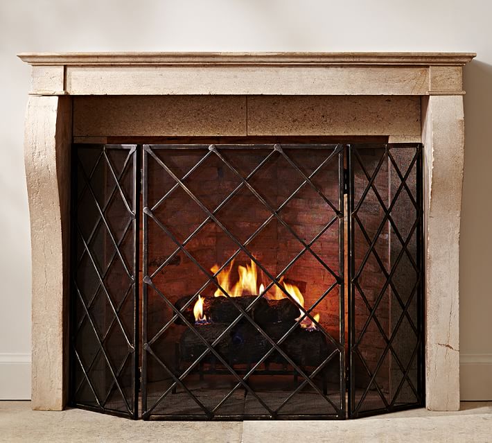 Lattice Fireplace Triple Screen Pottery Barn