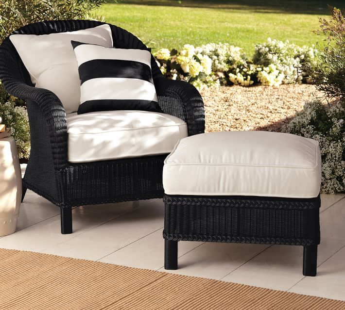 Palmetto All Weather Wicker Armchair Black Pottery Barn