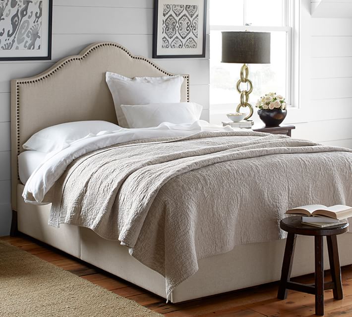 Fallon Upholstered Headboard Storage Platform Bed Pottery Barn