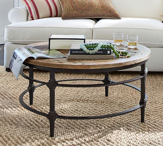 Parquet Reclaimed Wood Round Coffee Table Pottery Barn Parquet Reclaimed Wood Round Coffee Table