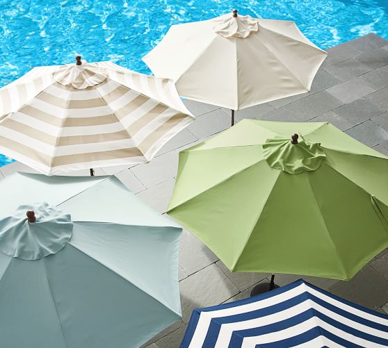 Round Market Umbrella Stripe Pottery Barn