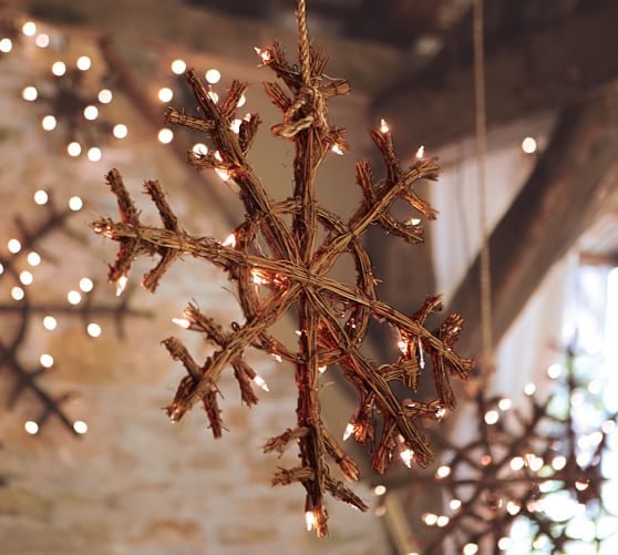 Lit Twig Snowflakes Pottery Barn