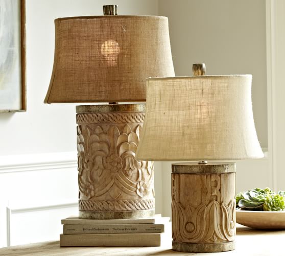 Rowan Carved Wood Table Lamp Bases Pottery Barn