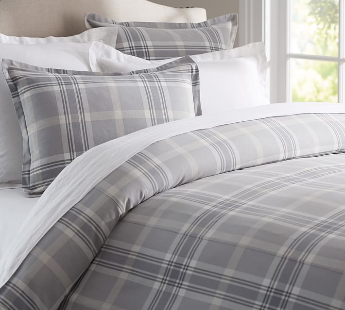 Arthur Grey Plaid Duvet Cover Sham Pottery Barn