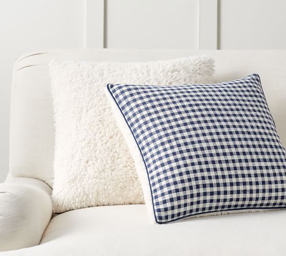 Mini Gingham Sherpa Reversible Pillow Cover Pottery Barn