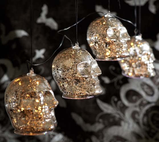 lit silver skull string lights pottery barn led skull string lights