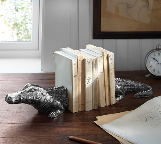 Crocodile Silver Bookends Pottery Barn