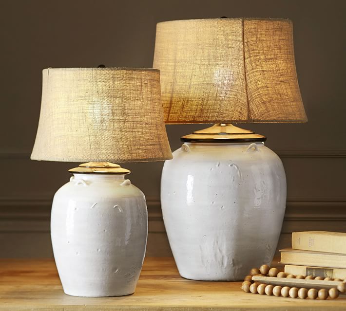 Courtney Ceramic Table Lamp Base Ivory Pottery Barn