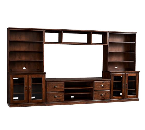 Printer's Large TV Stand With Towers Pottery Barn