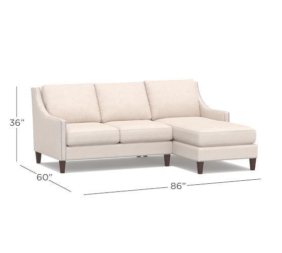 Pasadena Upholstered Right Arm Sofa With Chaise Sectional Polyester Wred Cushions Linen Oatmeal