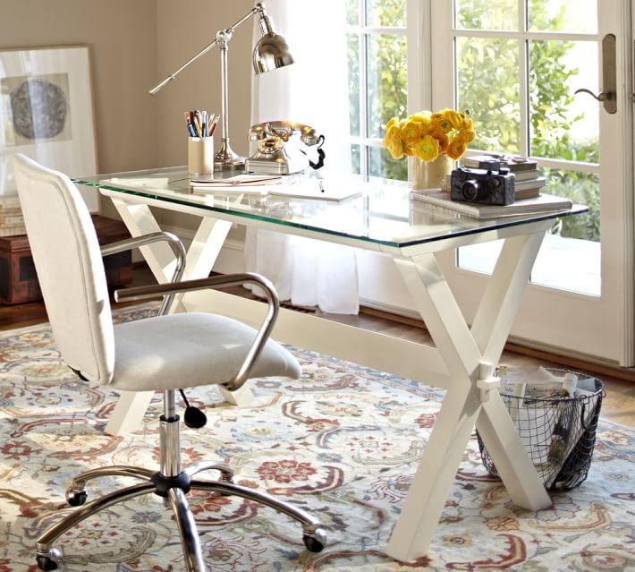 Ava Glass Display Wood Desk