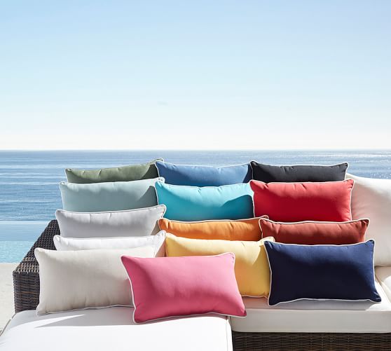 Sunbrella® Contrast Piped Solid Indoor/Outdoor Pillow Pottery Barn