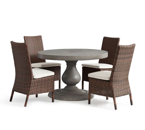 Geneva Concrete Round Dining Table & Torrey Side Chair Set Espresso