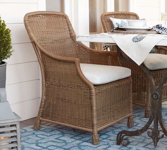 Saybrook AllWeather Wicker Dining Armchair, Natural Pottery Barn