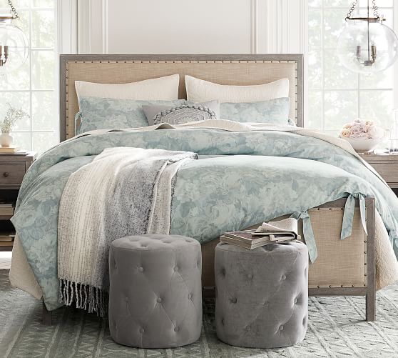 Brigette Print Floral Duvet Cover & Sham - Gray | Pottery Barn