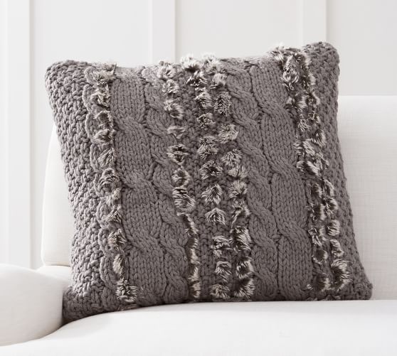 Faux Fur Cable Knit Pillow Covers Pottery Barn