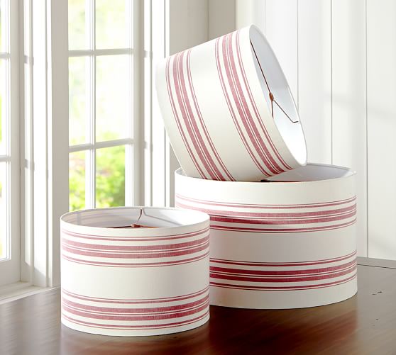 French Stripe Straight Sided Drum Lamp Shade Pottery Barn French Stripe Straight Sided Drum Lamp Shade