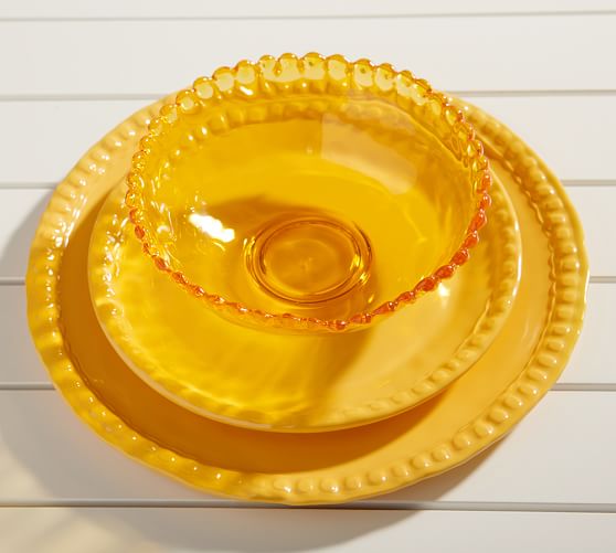 Beaded Outdoor Dinnerware, Yellow Pottery Barn