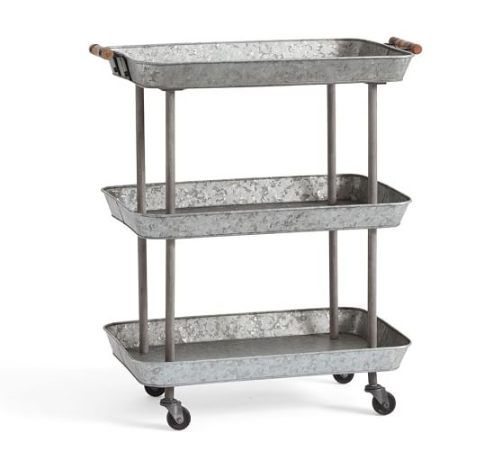 Rainier Galvanized Storage Cart Pottery Barn