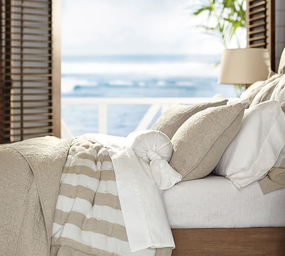 Linen Knot Bolster Pillow Cover Pottery Barn