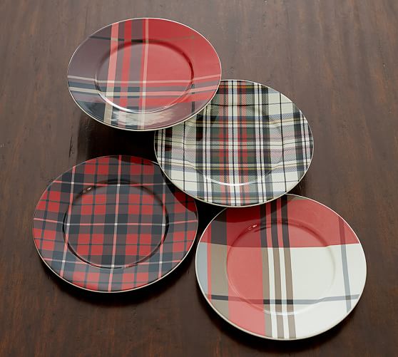 Plaid Salad Plates, Mixed Set of 4 | Pottery Barn Plaid Salad Plates, Mixed Set of 4 | Pottery Barn