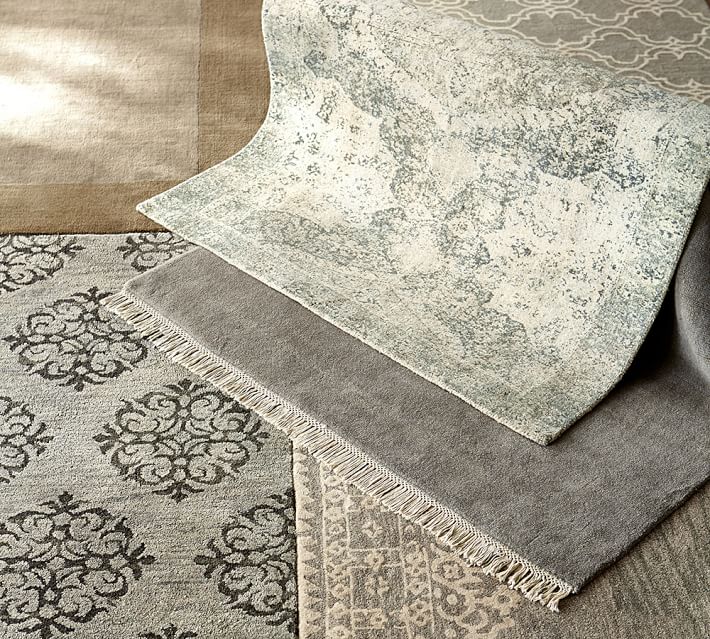 Fringed Hand Loomed Rug Gray Pottery Barn