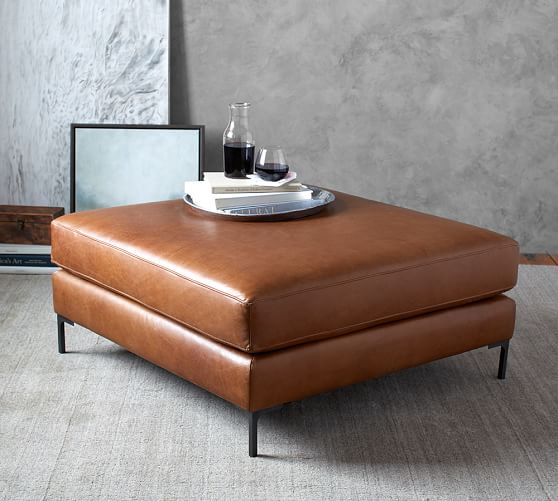 Jake Leather Sectional Ottoman Pottery Barn Jake Leather Sectional Ottoman