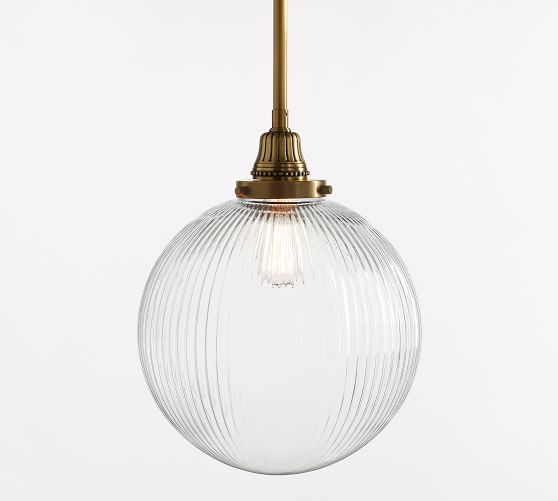 PB Classic Ribbed Glass Globe Pendant Pottery Barn